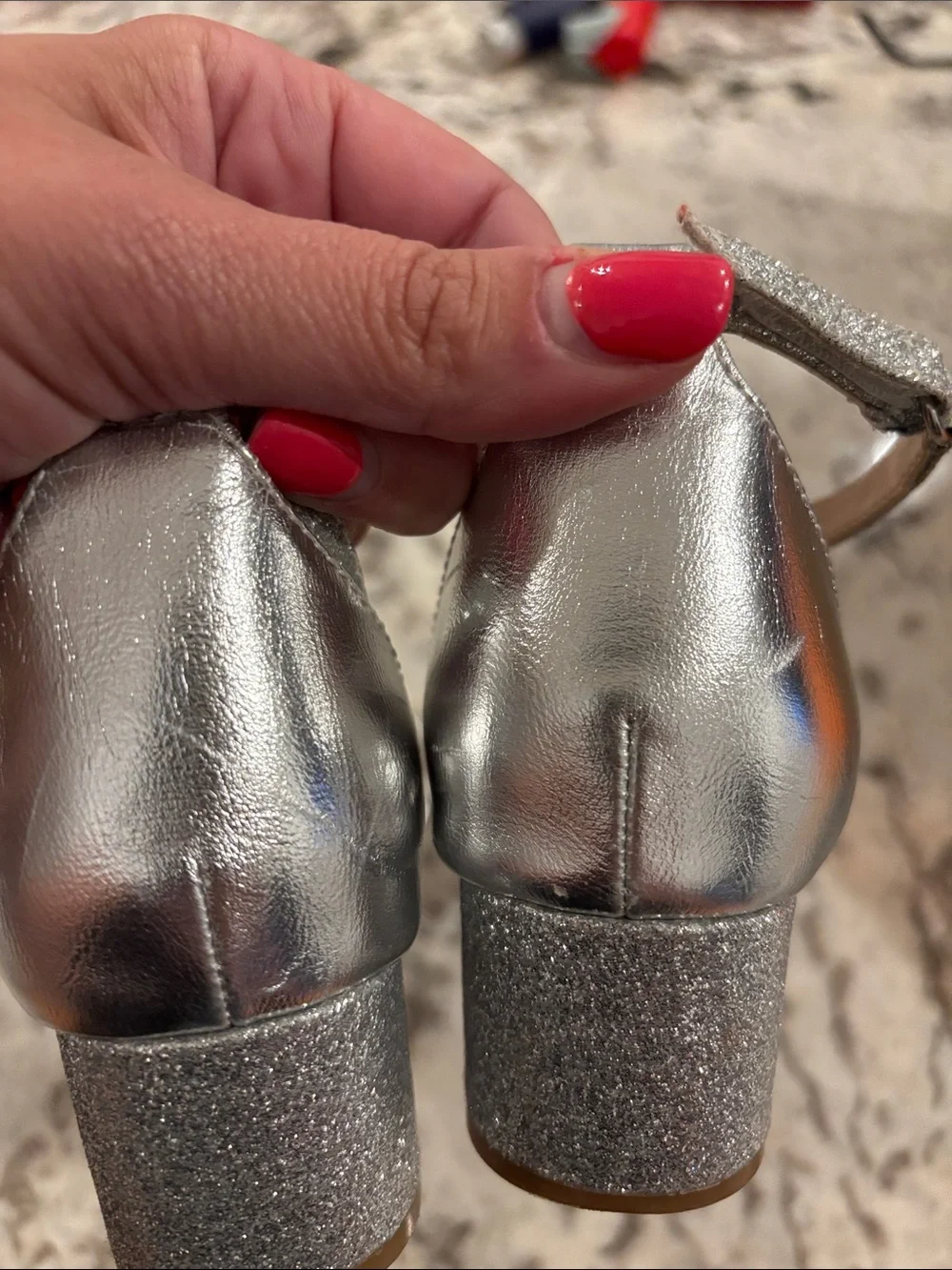 Girls silver heels size 1